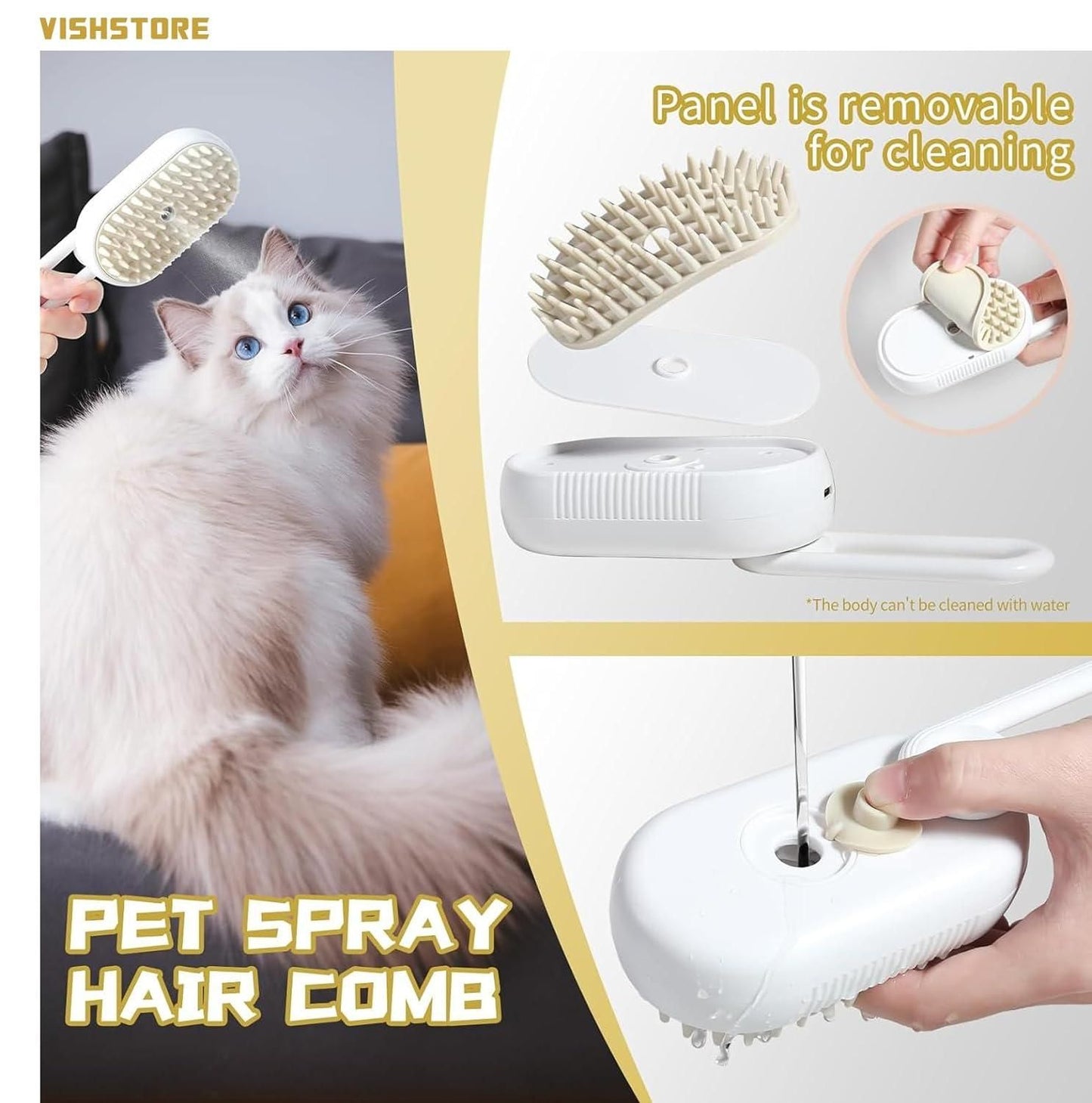 Steam Cleaning Brush for Cats and Dogs